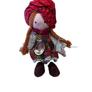 ACDC- Vintage 1988 Holly Hobbie Holiday Rag Doll 20" Christmas Plush W/ ornament